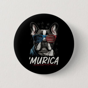 Patriottische Franse hond Amerikaanse vlag 4 juli Ronde Button 5,7 Cm