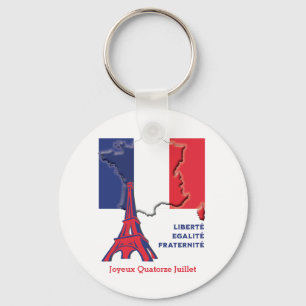Patriottische Franse vlag BASTILLE DAG Button Sleutelhanger