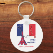 Patriottische Franse vlag BASTILLE DAG Button Sleutelhanger (Voorkant)