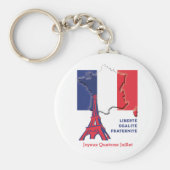 Patriottische Franse vlag BASTILLE DAG Button Sleutelhanger (Voorkant)