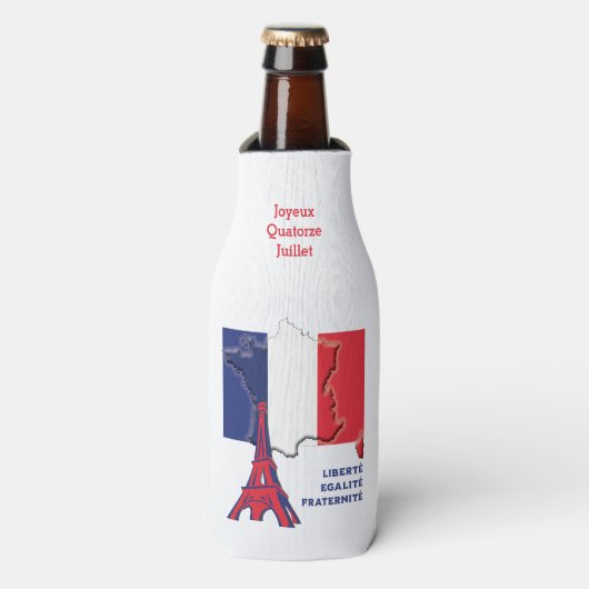 Patriottische Franse vlag BASTILLE DAG Flesjeskoeler (Fles Voorkant)