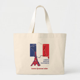 Patriottische Franse vlag BASTILLE DAG Grote Tote Bag