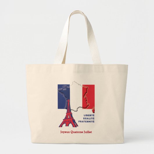 Patriottische Franse vlag BASTILLE DAG Grote Tote Bag (Voorkant)