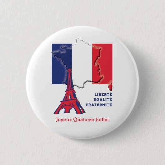 Patriottische Franse vlag BASTILLE DAG Ronde Button 5,7 Cm (Voorkant)