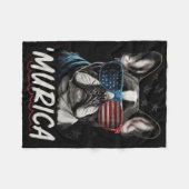 Patriottische Frenchie Dog Amerikaanse vlag 4 juli Fleece Deken (Voorkant (Horizontaal))