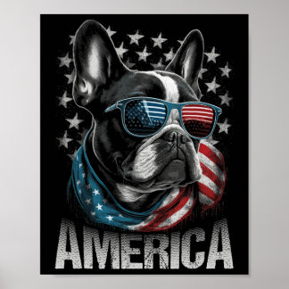 Patriottische Frenchie Dog Amerikaanse vlag 4 juli Poster