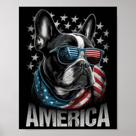 Patriottische Frenchie Dog Amerikaanse vlag 4 juli Poster (Voorkant)