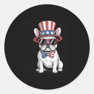 Patriottische Frenchie Hond Vlag Verenigde Staten Ronde Sticker