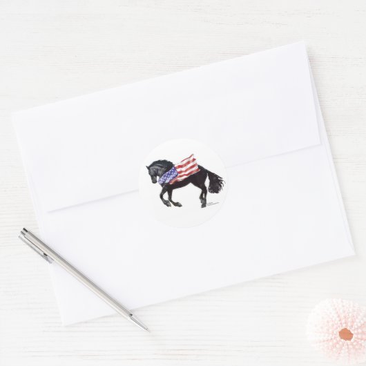 Patriottische Friese Paardenvlag Ronde Sticker (Envelop)