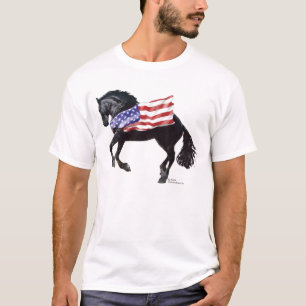 Patriottische Friesian Horse Flag T-shirt