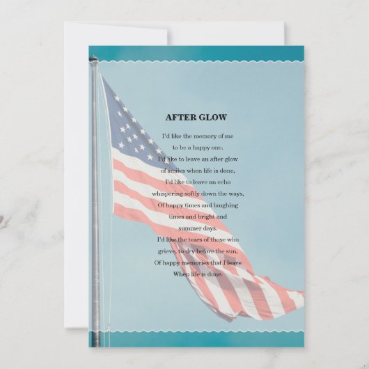 Patriottische Funeral Prayer Kaart Sjabloon (Achterkant)