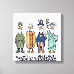 Patriottische Gans Lineup Vintage Vector T-shirt_1 Canvas Afdruk