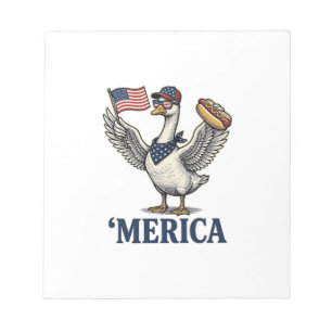 Patriottische Gans 'Merica Hot Dog Vintage T-shirt Notitieblok