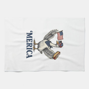 Patriottische Gans 'Merica Hot Dog Vintage T-shirt Theedoek