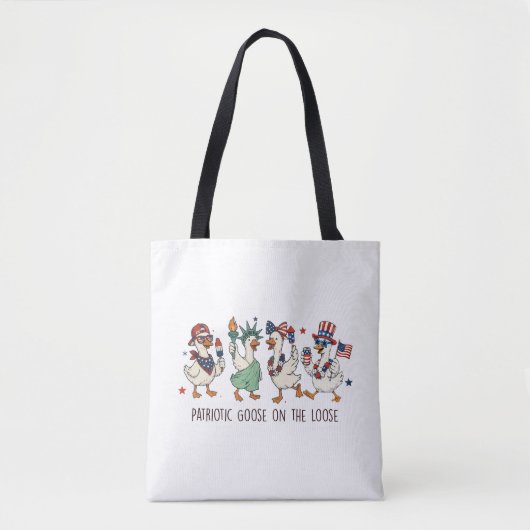 Patriottische gans op de vlucht | 4 juli tote bag (Voorkant)