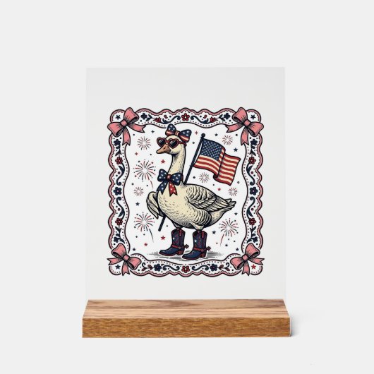 Patriottische Gans Vintage Gravure Acryl Bord (Voorkant)