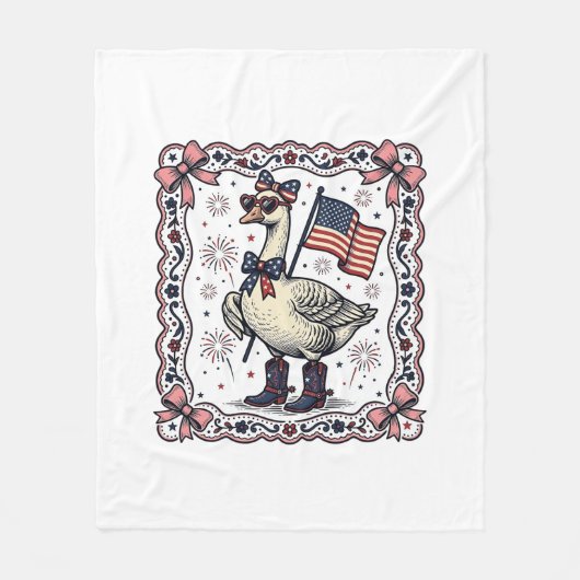 Patriottische Gans Vintage Gravure Fleece Deken (Voorkant)