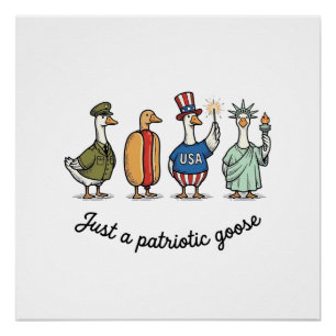 Patriottische Gans Vintage Gravure Grappige USA T- Perfect Poster