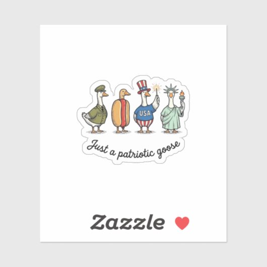 Patriottische Gans Vintage Gravure Grappige USA T- Sticker (Vel)