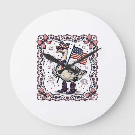 Patriottische Gans Vintage Gravure Grote Klok (Voorkant)