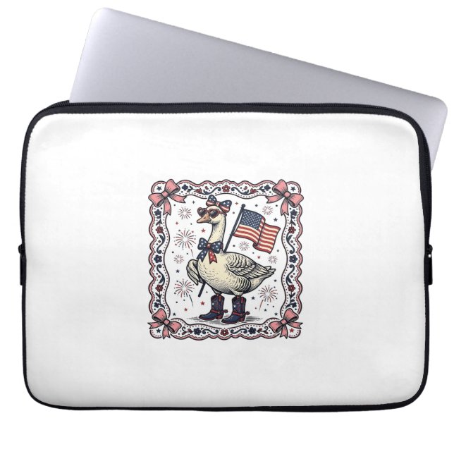 Patriottische Gans Vintage Gravure Laptop Sleeve (Voorkant)