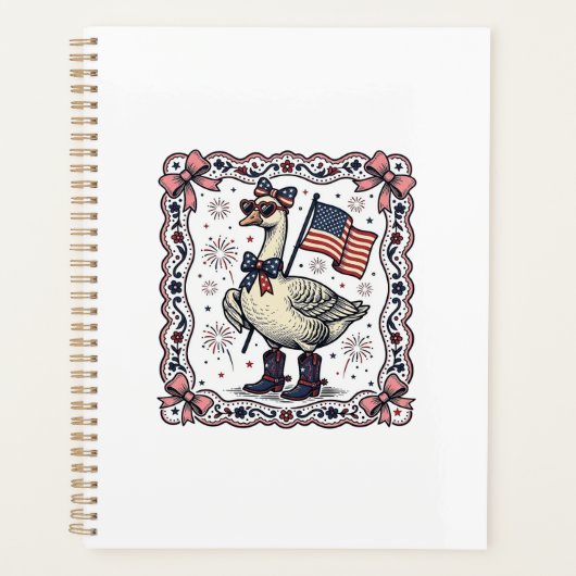 Patriottische Gans Vintage Gravure Planner (Voorkant)