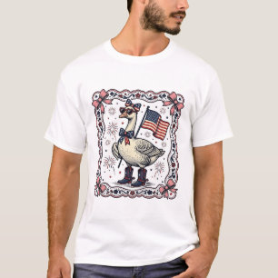 Patriottische Gans Vintage Gravure T-shirt