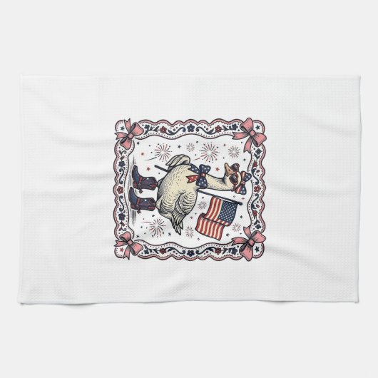 Patriottische Gans Vintage Gravure Theedoek (Horizontaal)