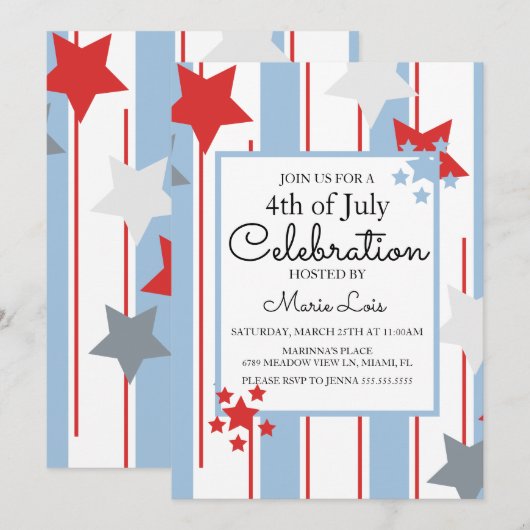 Patriottische gebeurtenis op 4 juli Stars Stripes  Kaart (Voorkant / Achterkant)