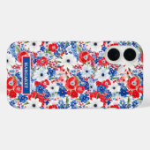 Patriottische gebloemde monogram Case-Mate iPhone case (Achterkant (horizontaal))