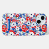 Patriottische gebloemde monogram Case-Mate iPhone case (Achterkant (horizontaal))