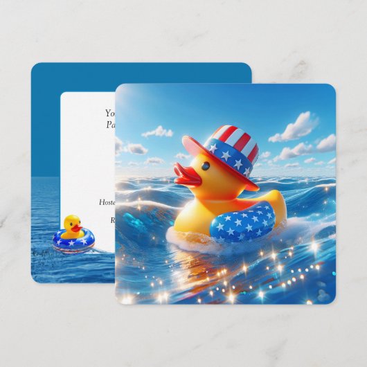 Patriottische Geel Rubber Duck Party Kaart (Voorkant / Achterkant)