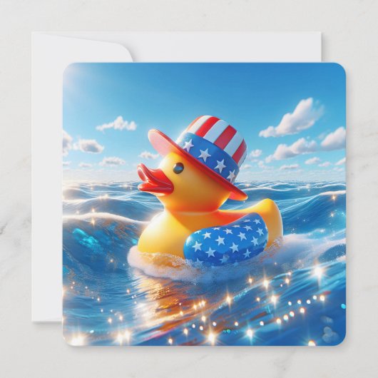 Patriottische Geel Rubber Duck Party Kaart (Voorkant)