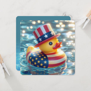 Patriottische Geel Rubber Eend Pool Party Kaart