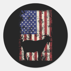 Patriottische Geit 4 juli Amerikaanse Vlag Ronde Sticker