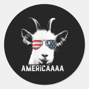 Patriottische geit 4 juli T-shirt jongens grappige Ronde Sticker