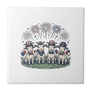 Patriottische Geiten Vuurwerk Vintage Shirt Ontwer Tegeltje