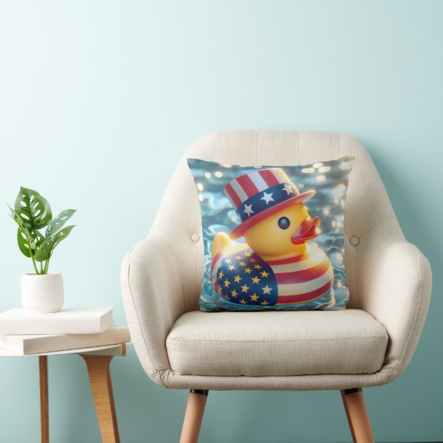 Patriottische Gele Rubber Eend Kussen (Stoel)