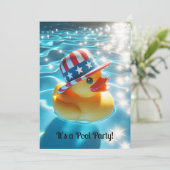 Patriottische gele rubberen eend in zwembad kaart (Staand voorkant)