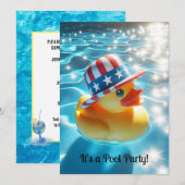 Patriottische gele rubberen eend in zwembad kaart (Voorkant / Achterkant)