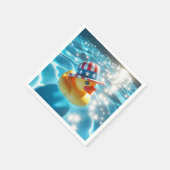 Patriottische gele rubberen eend in zwembad servet (Hoek)