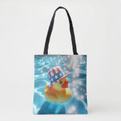 Patriottische gele rubberen eend in zwembad tote bag (Voorkant)