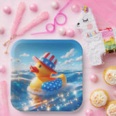 Patriottische gele rubberen eend papieren bordje (Feest)