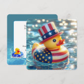 Patriottische Gele Rubberen Eend Zwembad Feestje Kaart (Voorkant / Achterkant)