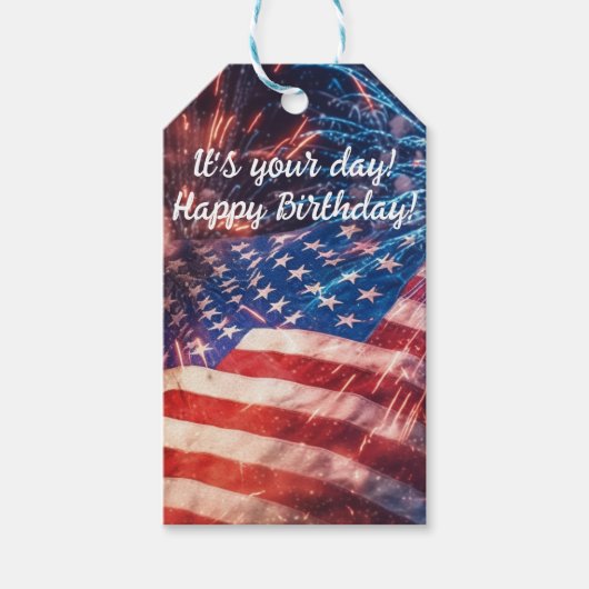 Patriottische gelukkige verjaardag cadeaulabel (Voorkant)