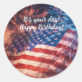 Patriottische gelukkige verjaardag ronde sticker