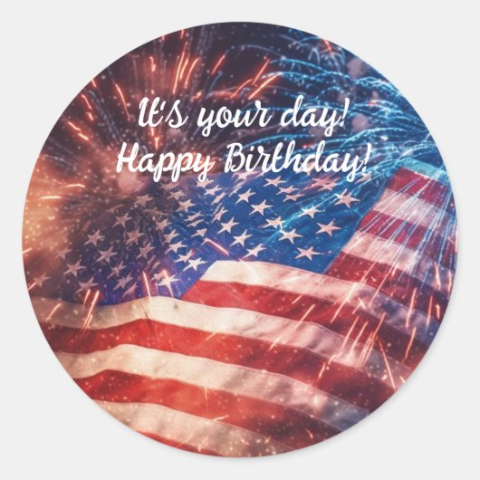 Patriottische gelukkige verjaardag ronde sticker (Voorkant)