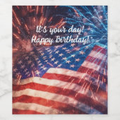 Patriottische gelukkige verjaardag wijn etiket (Enkel label)