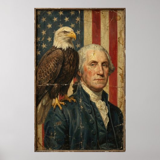 Patriottische George Washington met Amerikaanse ze Poster (Voorkant)