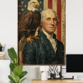 Patriottische George Washington met Amerikaanse ze Poster (Thuiskantoor)